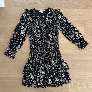 WALTER BAKER Floral Short Dress Long Sleeves with Ruffle, Size Small